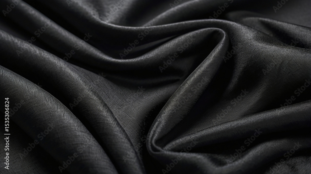 Fototapeta premium Elegant Draped Black Fabric Texture Smooth, Luxurious, and Sophisticated Background