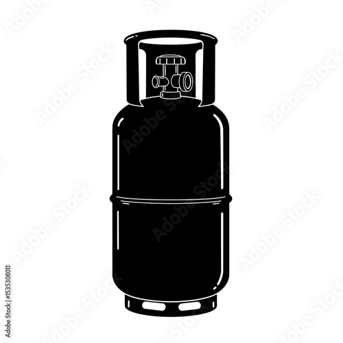 Gas cylinder tanks in various colors and contents, LPG propane butane bottle containers, hydrogen and oxygen gas cylinder fuel