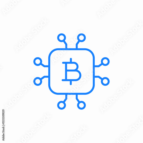 bitcoin processor chip icon sign vector