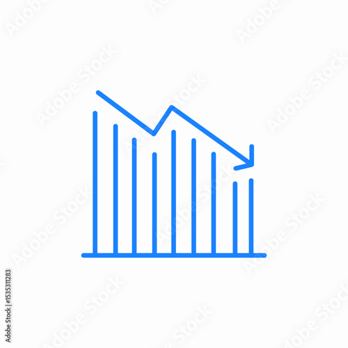 declining bar chart icon sign vector
