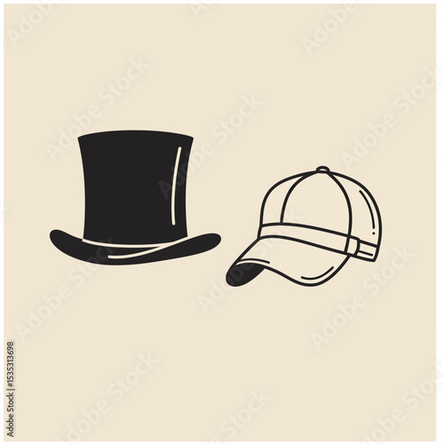 Black cap mockup. Sport baseball caps template, summer hat with visor and uniform hats different views realistic vector set. Headwear illustrations collection. Cap front, top, side, back view