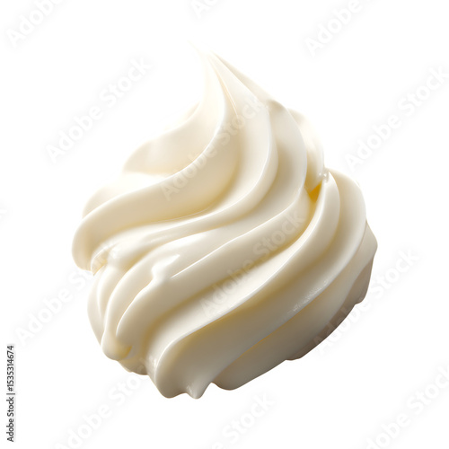 Swirl of whipped cream 3d rendered isolated on transparent background