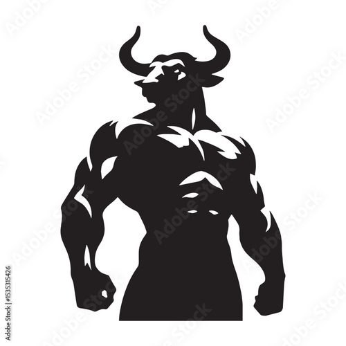 Darkened Minotaur Elusive Underworld Dweller Depiction Outline with Rocky Landscape - minotaur silhouette - minotaur vector - silhouette of minotaur - Minotaur illustration
