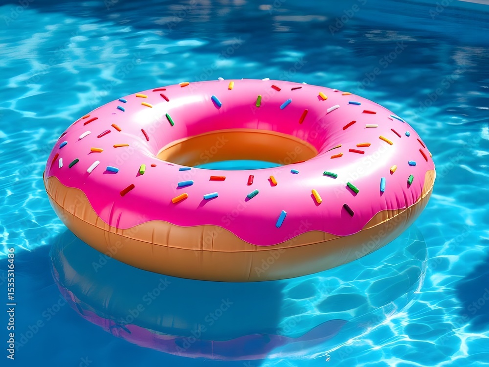 Obraz premium Inflatable pool float shaped like donut