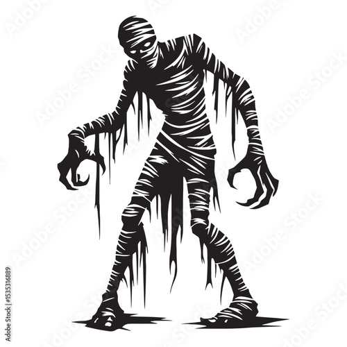 Epic Mummy Ancient Sentinel of the Tomb Concept Graphic with Grand Burial Chamber - mummy silhouette - mummy vector - silhouette of mummy
