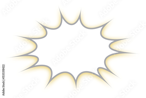 オレンジ色のドロップシャドウの付いた、トゲトゲのパンクな吹き出し。