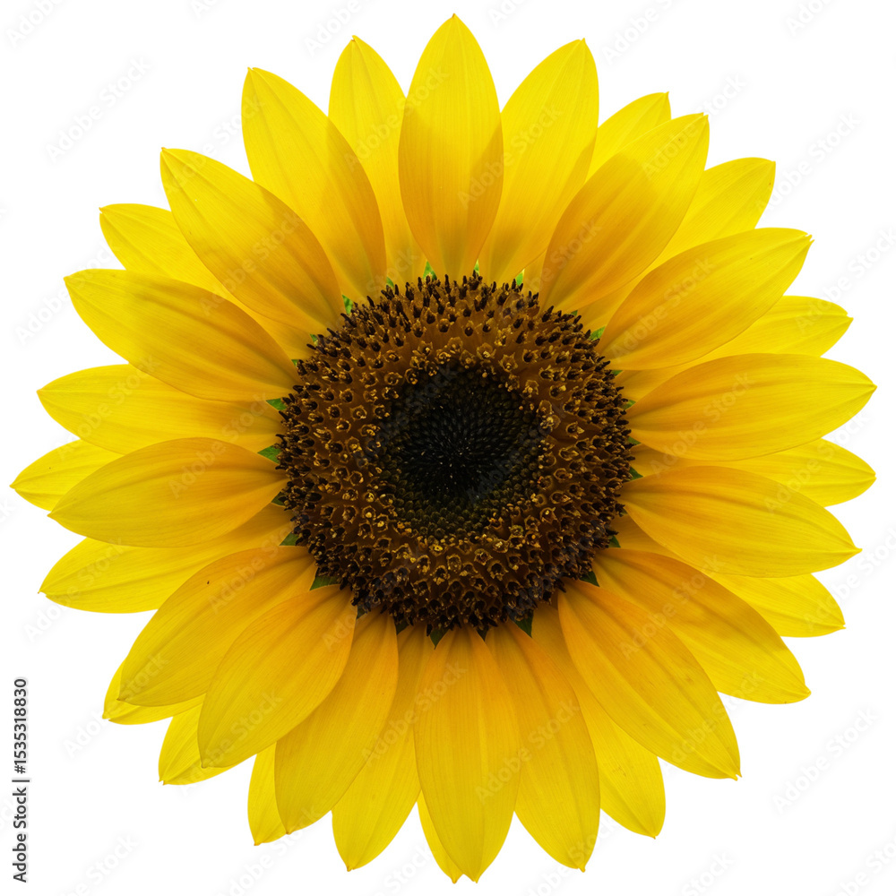 Fototapeta premium Vibrant yellow sunflower isolated on transparent background