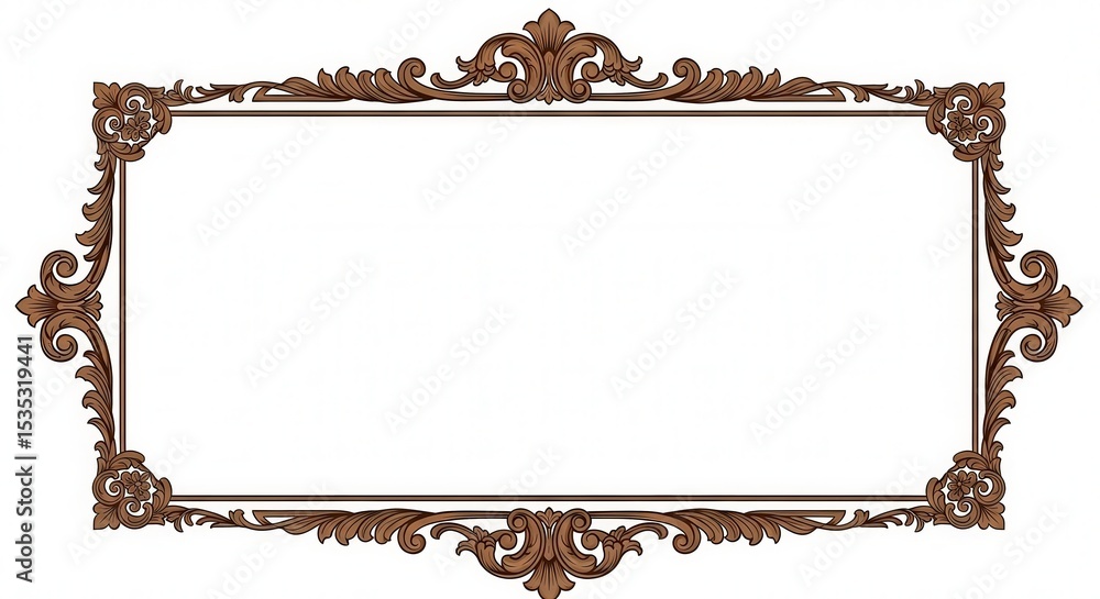 Ornate Baroque Frame with Intricate Floral and Scrollwork Details | Vintage Style Border for Invitations, Certificates, and Decorative Design Elements,ai generative Ornate Baroque Frame with Intricate Floral and Scrollwork Details | Vintage Style Border for Invitations, Certificates, and Decorative Design Elements,ai generative