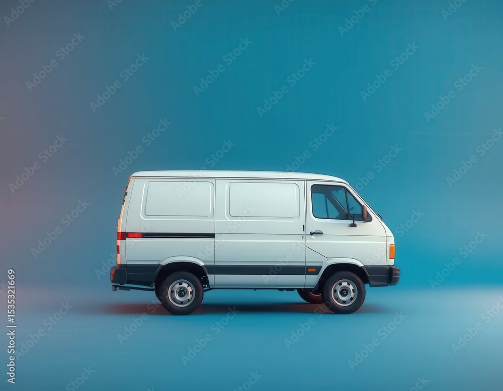 High-resolution mockup of a 1990s cargo van with a clean studio backdrop. Perfect for branding, commercial design, vehicle advertising, and retro-themed marketing. High-resolution mockup of a 1990s cargo van with a clean studio backdrop. Perfect for branding, commercial design, vehicle advertising, and retro-themed marketing.