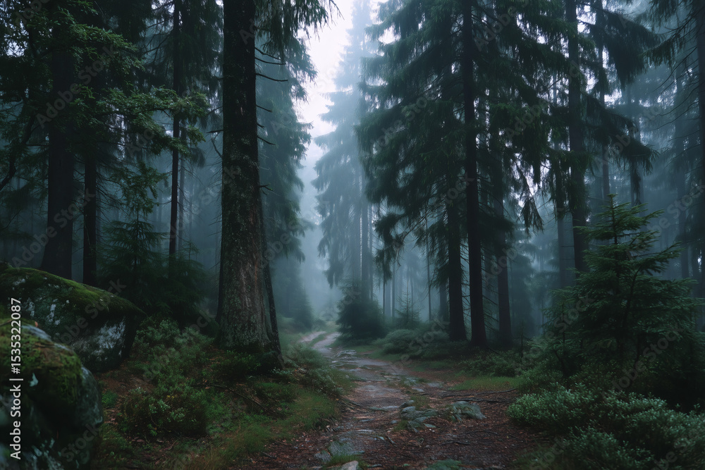 Fototapeta premium Misty Forest Trail I