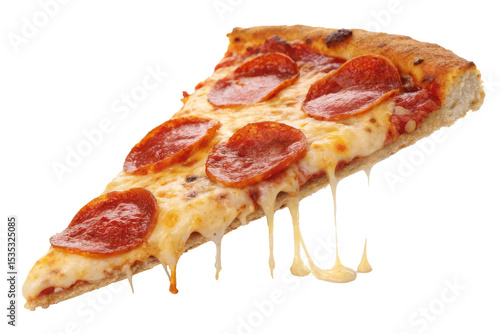Delicious pepperoni pizza slice with melted cheese