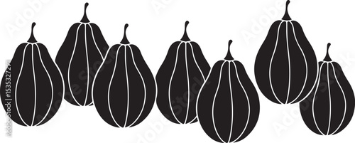 Seven Black Gourds in a Row Simple Graphic Design
