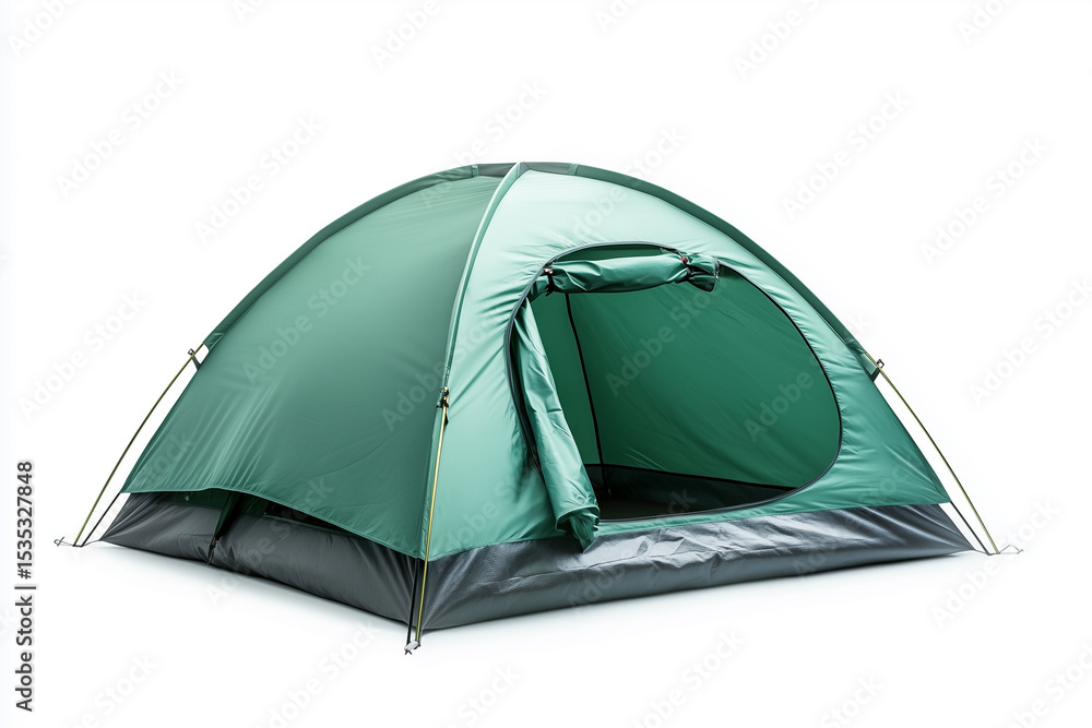 Dome-shaped camping tent made of waterproof fabric with white background Dome-shaped camping tent made of waterproof fabric with white background