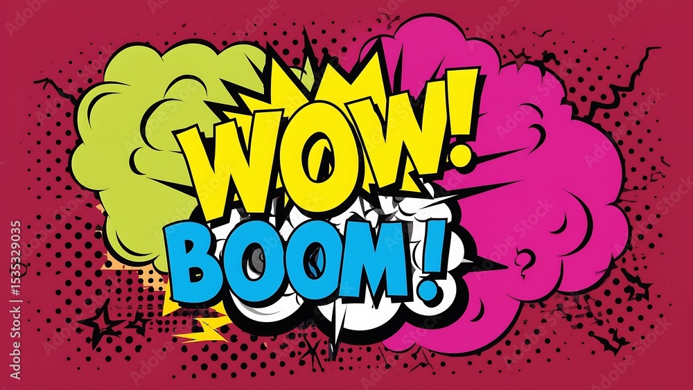 Wow Boom Comic Book Style Expression Wow Boom Comic Book Style Expression