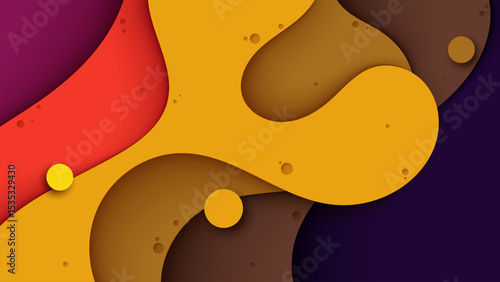 Colorful Abstract Paper Cut Background with Gradient Yellow and Purple Layers