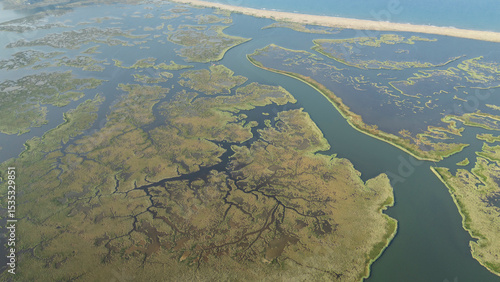 Fototapeta Naklejka Na Ścianę i Meble -  Aerial drone view of Dalyan delta and Iztuzu beach. Turkey. 