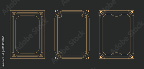 Decorative modern golden frame minimalism collection. Art deco luxury line art ornaments.