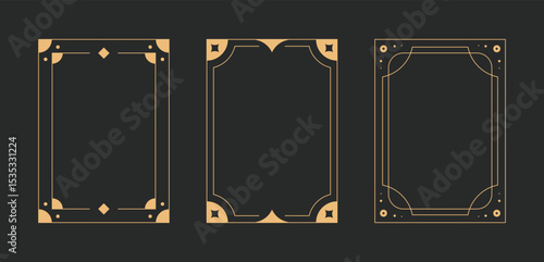 Decorative modern golden frame minimalism collection. Art deco luxury line art ornaments.