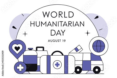 World humanitarian day observance august 19th design featuring red cross symbol and relevant imagery