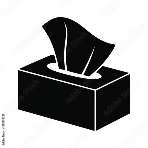 Simple black silhouette of tissue box