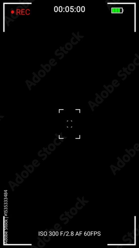 Recorder camera screen vertical mobile overlay with alpha channel. Camera Recording Screen Overlay. Video Footage 4k
