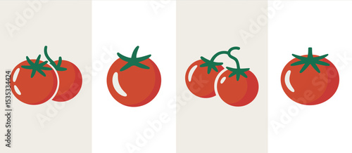 Simple red tomato illustrations set