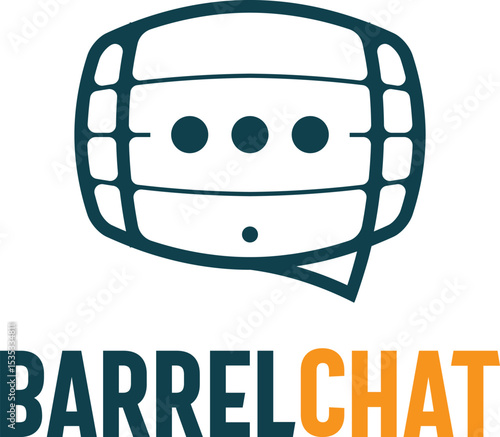 simple bubble chat conversation barrel brewer drink silhouette vector logo design