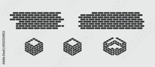 Brick wall patterns and 3d brick structures