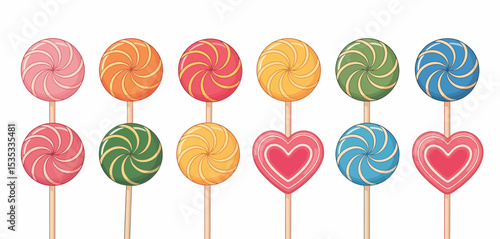 Colorful lollipop collection on sticks