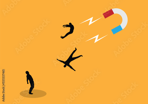 Magnet Attracting Business People. Finding clients inviting and generating followers, customers vector art