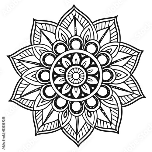 Ornamental Indian Mandala Minimal Vector