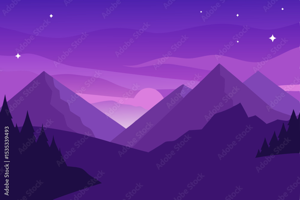 Naklejka premium mountain landscape vector illustration