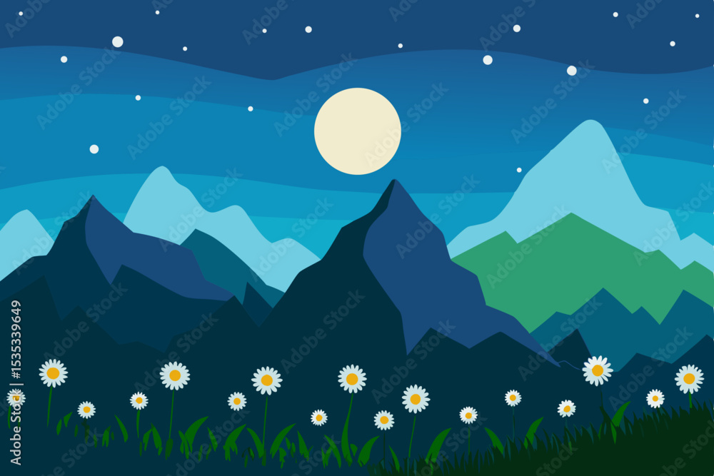 Fototapeta premium night landscape with mountains