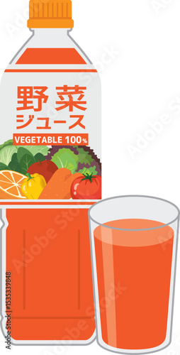 ソフトドリンク_野菜ジュース（ペットボトルとグラス）
