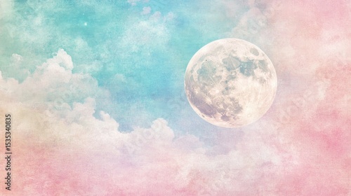 Pastel moonlit sky, soft clouds