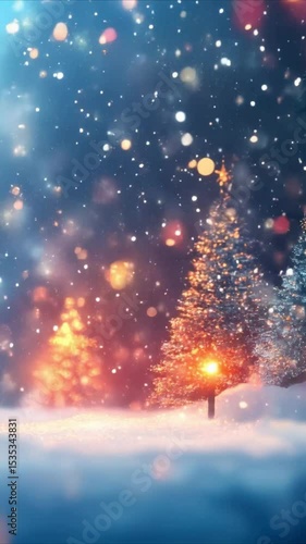 Magical christmas trees winter wonderland snowfall