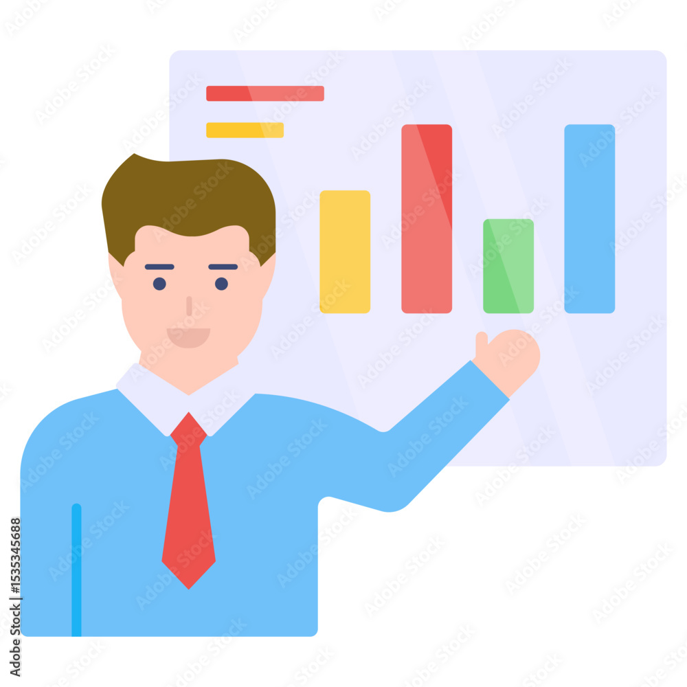 Man Presenting Bar Chart Data Analysis Infographic Illustration Business Finance Marketing Presentation Report Analytics Statistics Strategy Man Presenting Bar Chart Data Analysis Infographic Illustration Business Finance Marketing Presentation Report Analytics Statistics Strategy