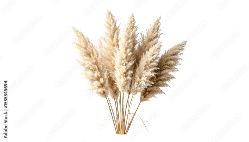 Fototapeta premium Dried pampas grass bunch on transparent background