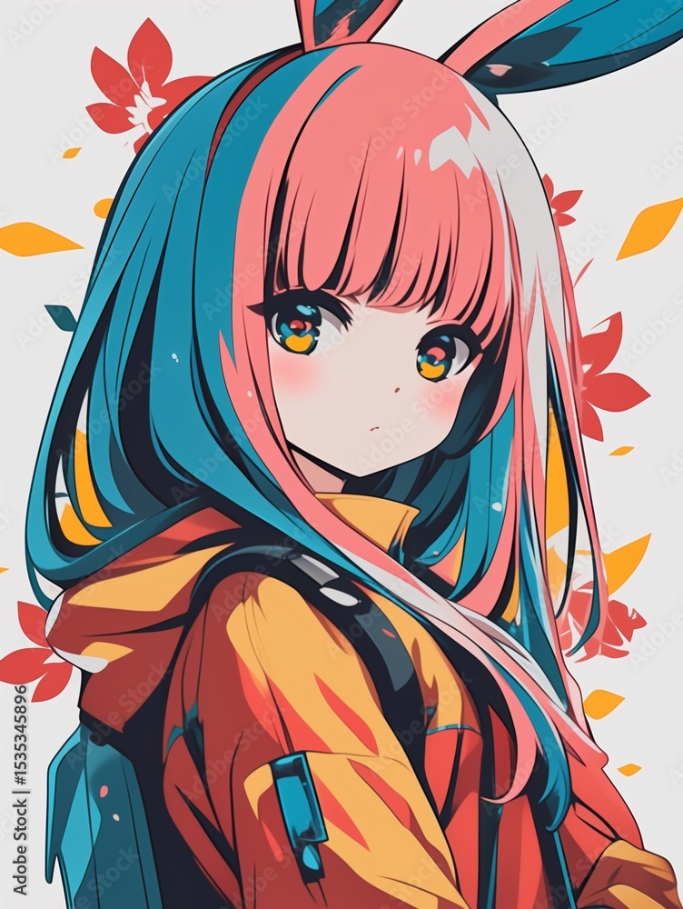Naklejka premium アニメ調の美少女の切り抜き用素材
