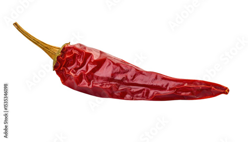 Dried red chili pepper on transparent background