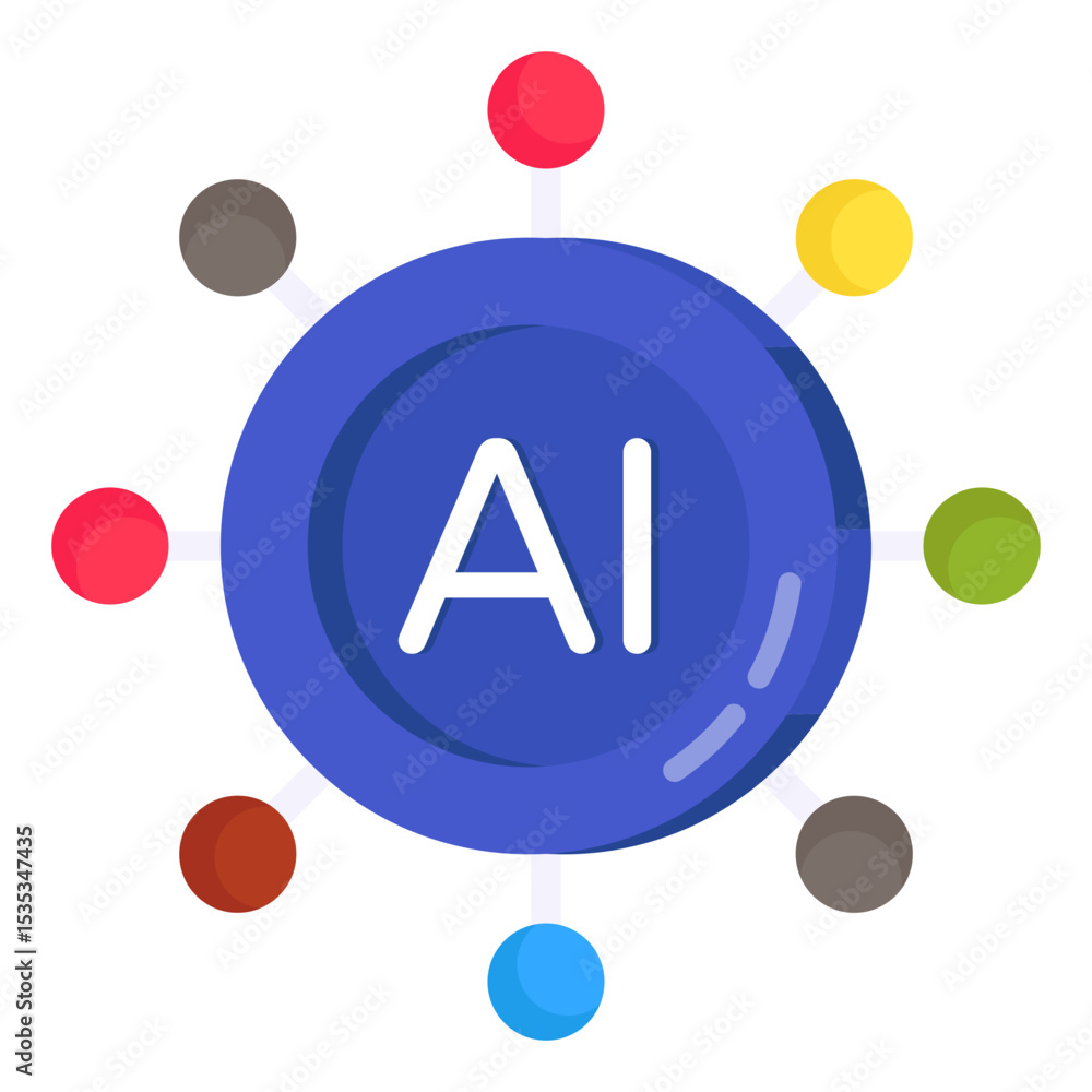 Artificial Intelligence Network Concept Centralized System with Connected Colorful Nodes Representation of Machine Learning and Futuristic Technology Artificial Intelligence Network Concept Centralized System with Connected Colorful Nodes Representation of Machine Learning and Futuristic Technology