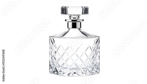Elegant crystal glass decanter isolated  on transparent background