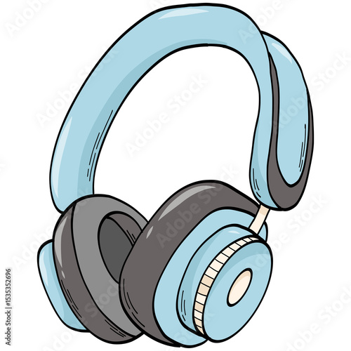 Hand drawn headphones PNG doodle, cartoon element for school stickers, prints, cards, posters, banners decor