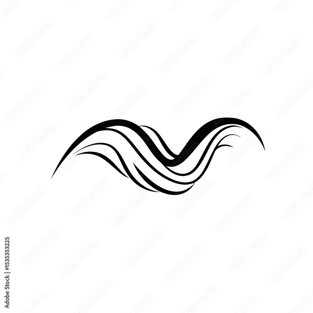 Fototapeta premium Abstract black wave lines design on white background 
