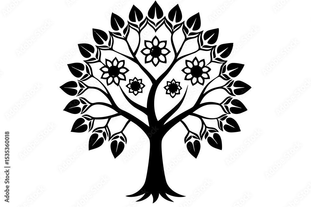 Obraz premium Blossoming Tree with Chakra Leaves – Vibrant Spiritual Nature Art