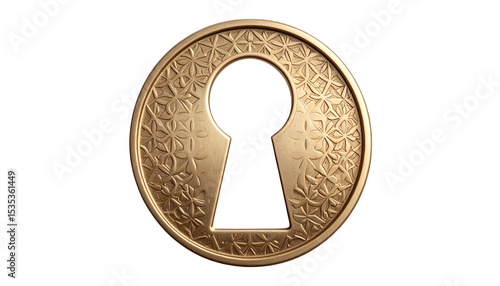 Golden keyhole design on transparent background