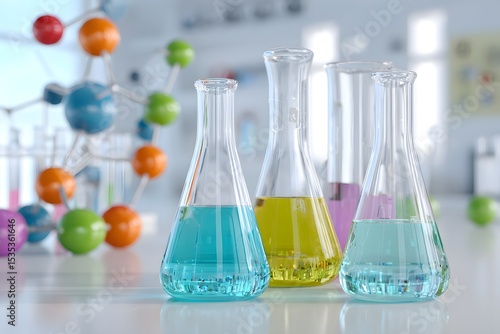 Test tube and flask in medical chemistry lab