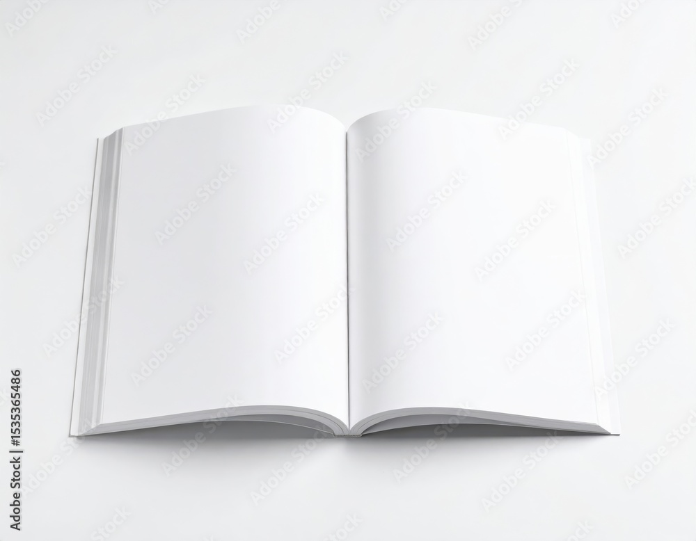 Open blank book on a white background ready for your content and design perfect for education or creative project. Open blank book on a white background ready for your content and design perfect for education or creative project.