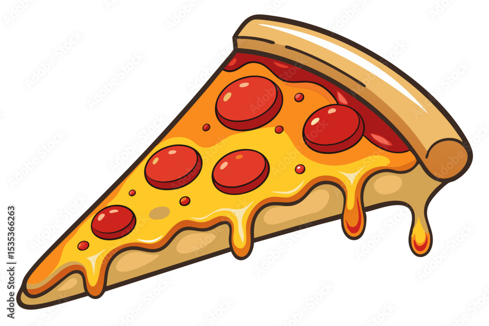 Delicious Melted Cheese Pepperoni Pizza Slice Illustration Delicious Melted Cheese Pepperoni Pizza Slice Illustration