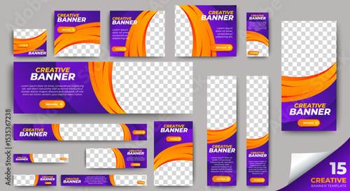 Business Banner Set for web display ads template. vector